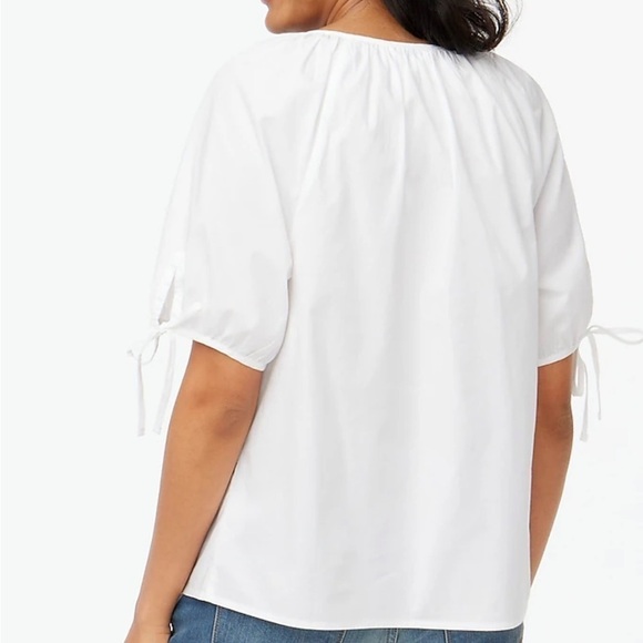 J crew button front top with tie sleeves white - Picture 2 of 4